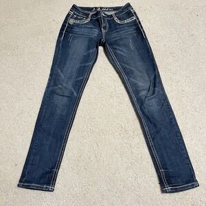 L.A. Idol USA Embellished Large Stitch Jeans Size 7 Women's 30 W 31.5Inseam NWOT